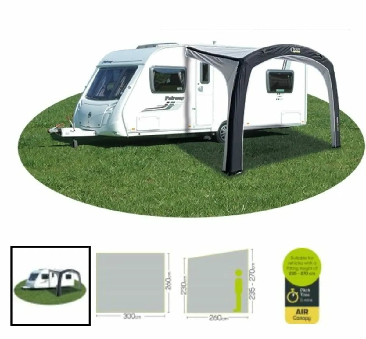 The Quest Falcon 300 air canopy is in a diagram with a caravan.