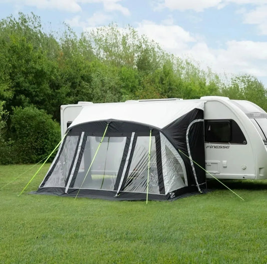 Baywatch 390 air awning, connected to a caravan.