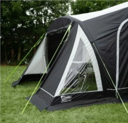 An opened view of the Baywatch 300 Air Awning, pitched up